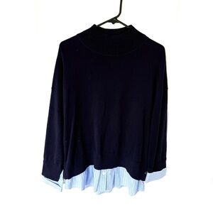 Talbots Mock Neck Pullover Button Preppy Layered Sweater Size Extra Large NWT